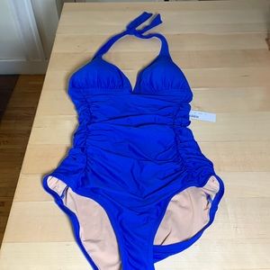 Jcrew ruched halter one piece swimsuit, size 8